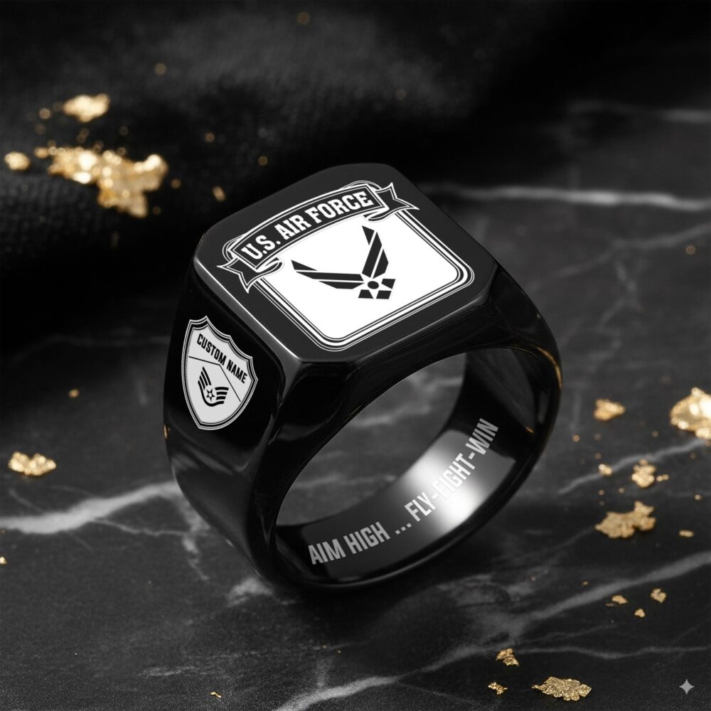 US Air Force , I Walked The Walk - Engraved Men's Ring - Image 8