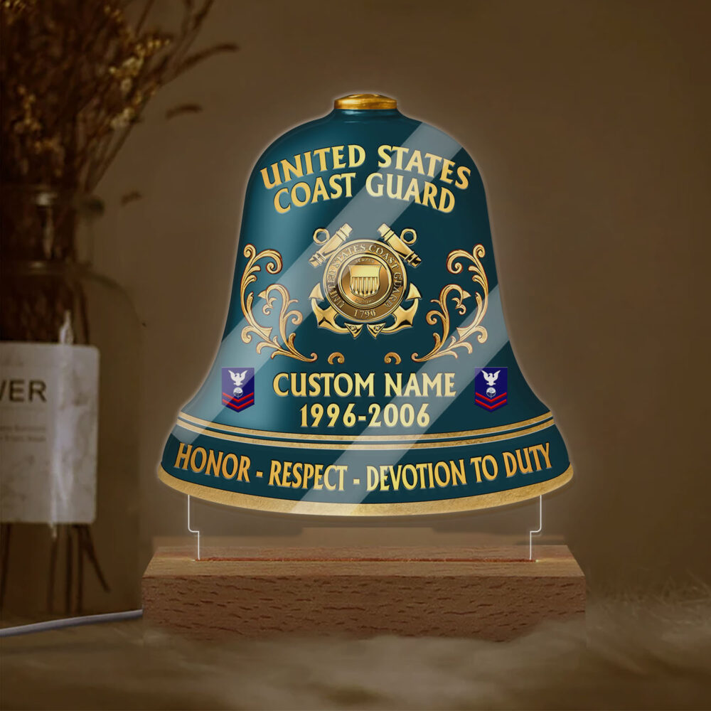 US Coast Guard, E 4 Red - Personalized Led Lamp - Image 2