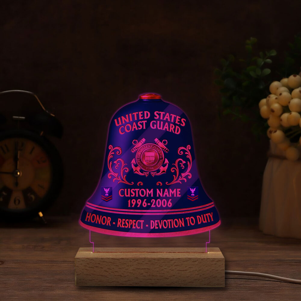US Coast Guard, E 4 Red - Personalized Led Lamp - Image 5