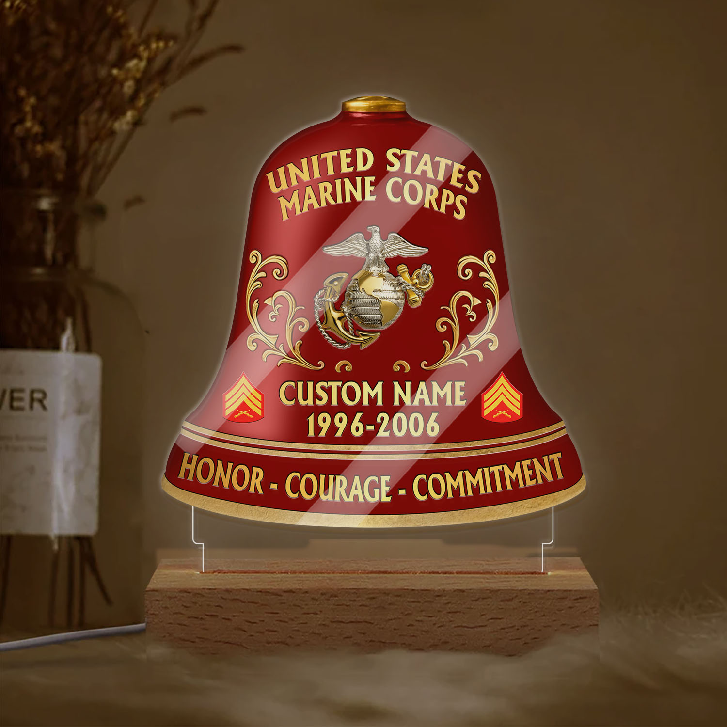 US Marine Corps, No One Gets Left Behind - Personalized Led Lamp - Image 2