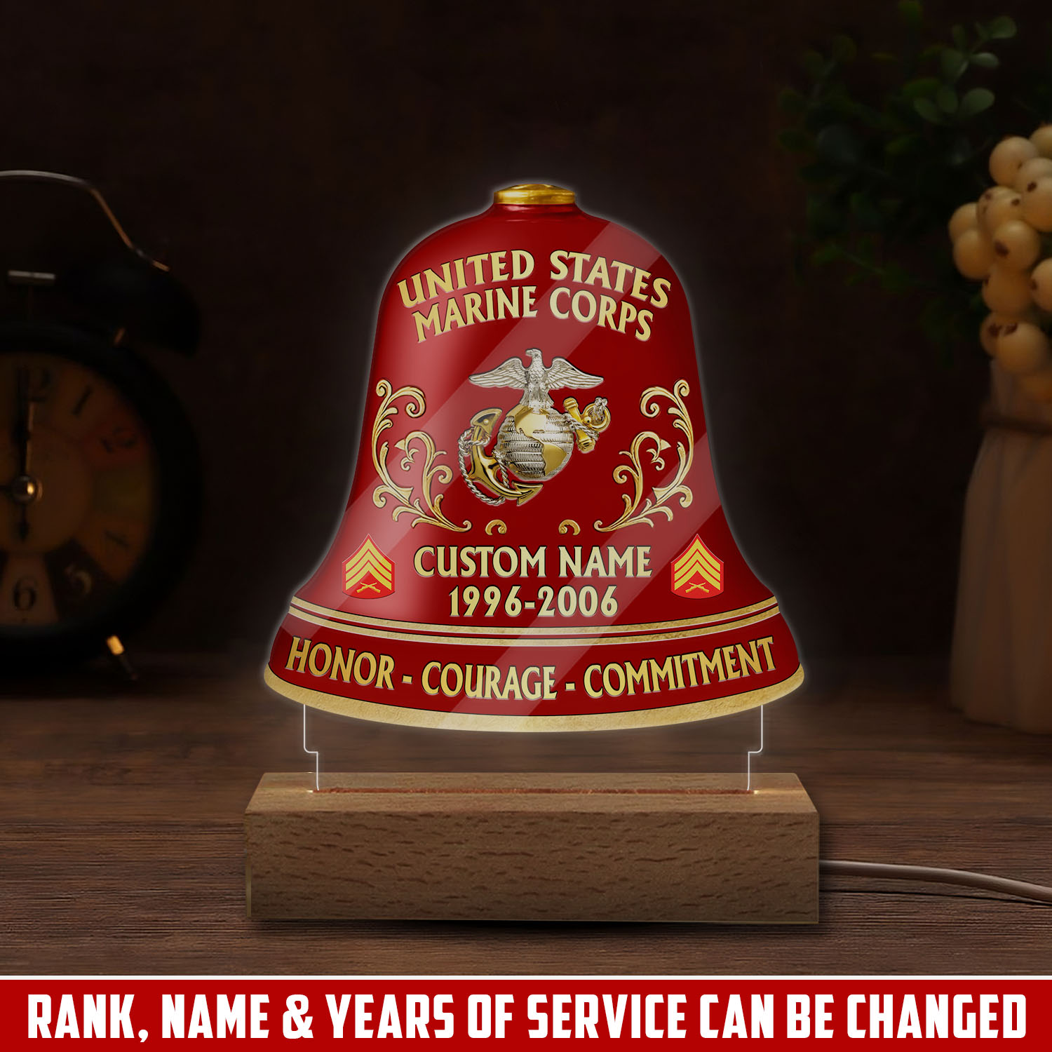 US Marine Corps, No One Gets Left Behind - Personalized Led Lamp