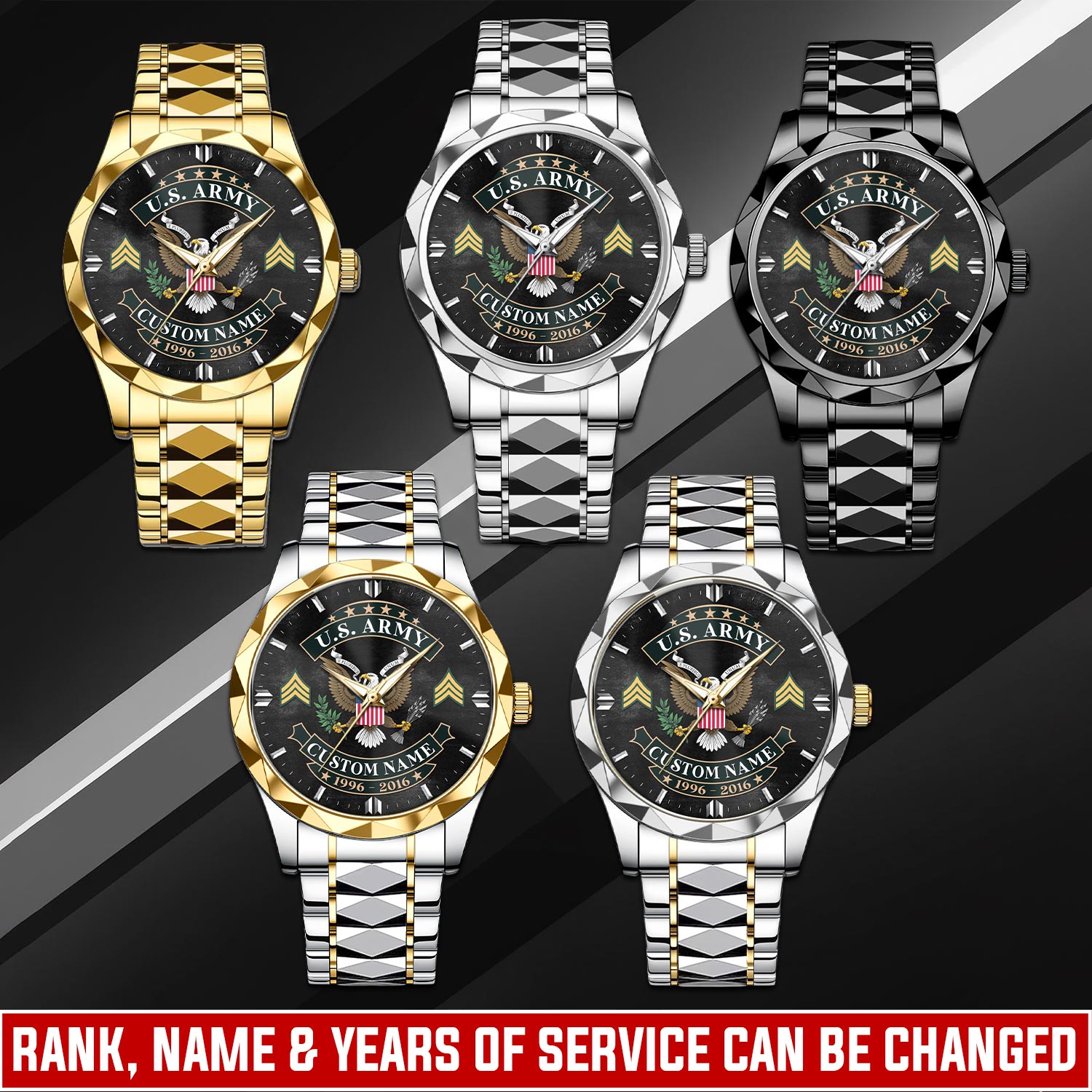 US Army, Thank a Veteran - Diamond-Cut Bezel Watch