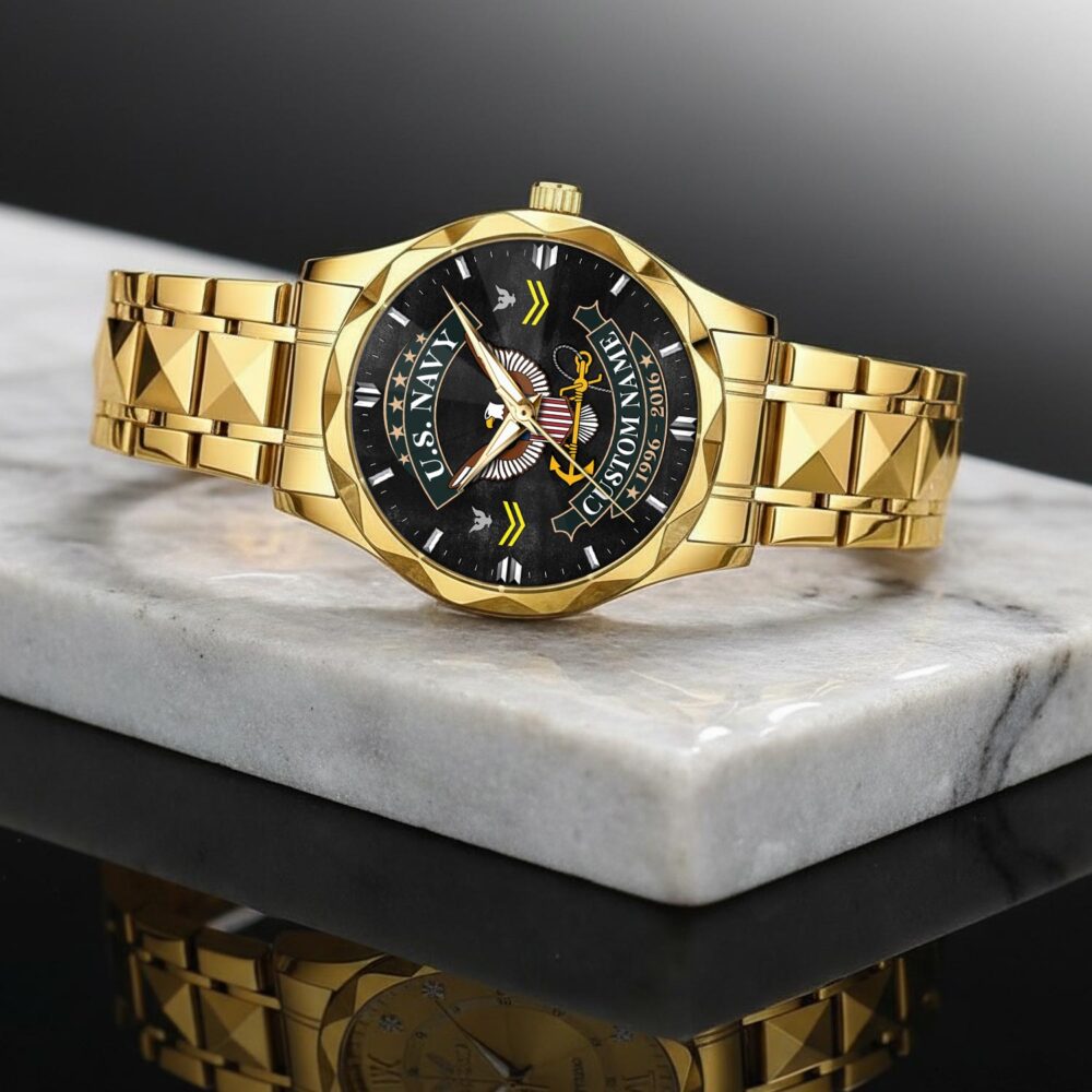 US Navy, E 3 Blue - Diamond-Cut Bezel Watch - Image 2