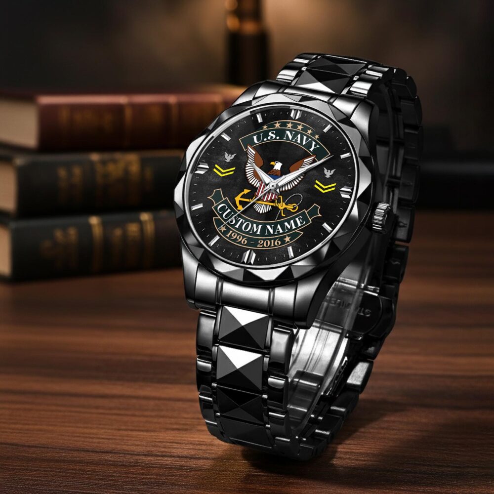 US Navy, E 3 Blue - Diamond-Cut Bezel Watch - Image 3