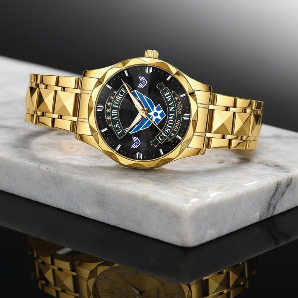 US Air Force, E 8 Air Force Senior Master Sergeant - Diamond-Cut Bezel Watch - Image 2