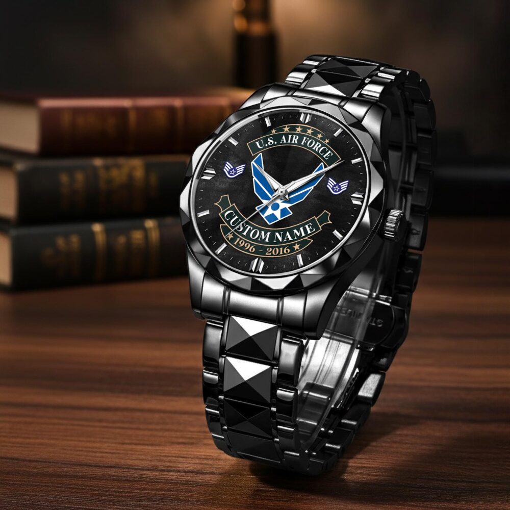 US Air Force, E 8 Air Force Senior Master Sergeant - Diamond-Cut Bezel Watch - Image 3