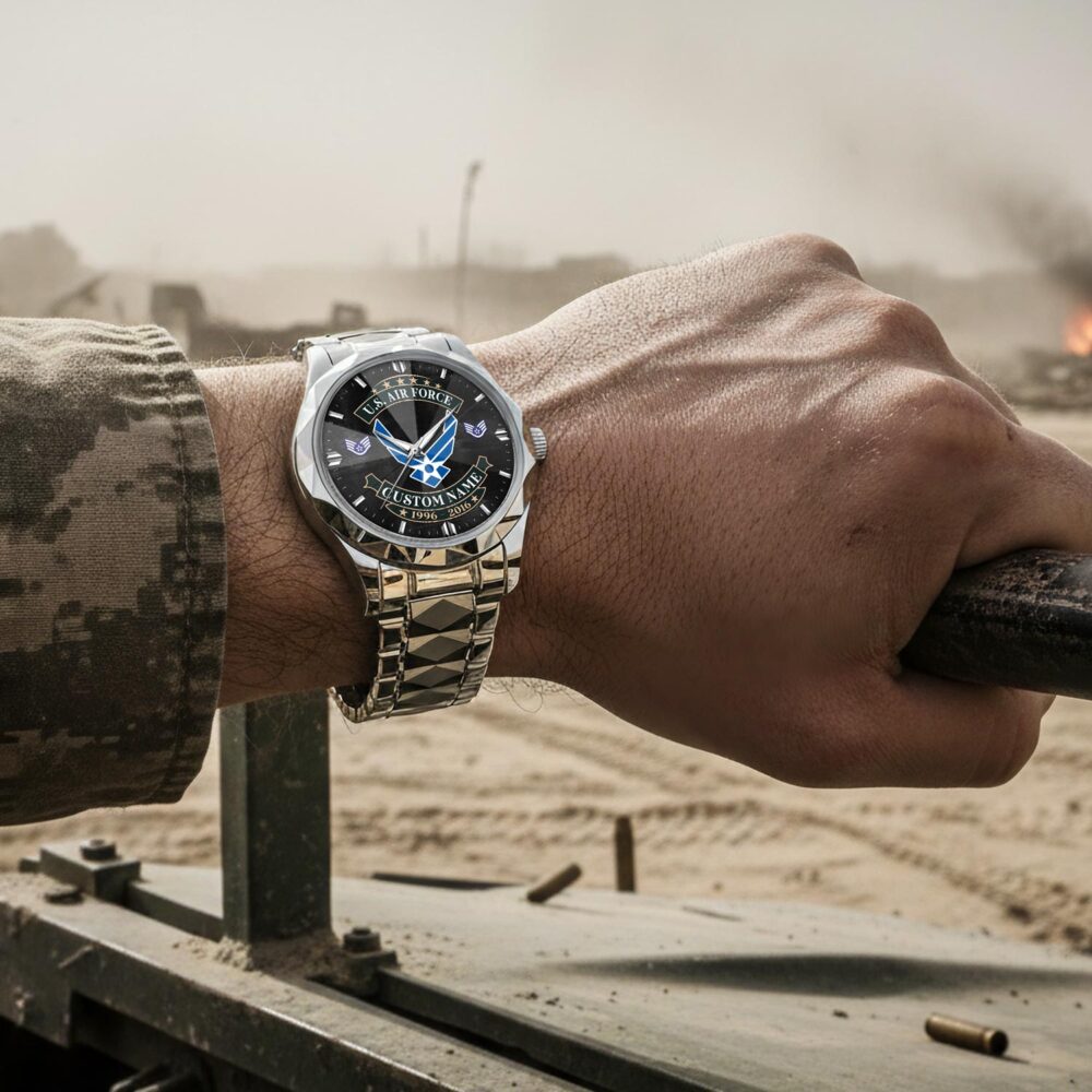 US Air Force, E 8 Air Force Senior Master Sergeant - Diamond-Cut Bezel Watch - Image 4