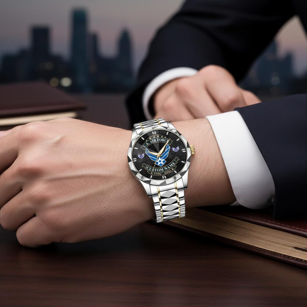 US Air Force, E 8 Air Force Senior Master Sergeant - Diamond-Cut Bezel Watch - Image 6