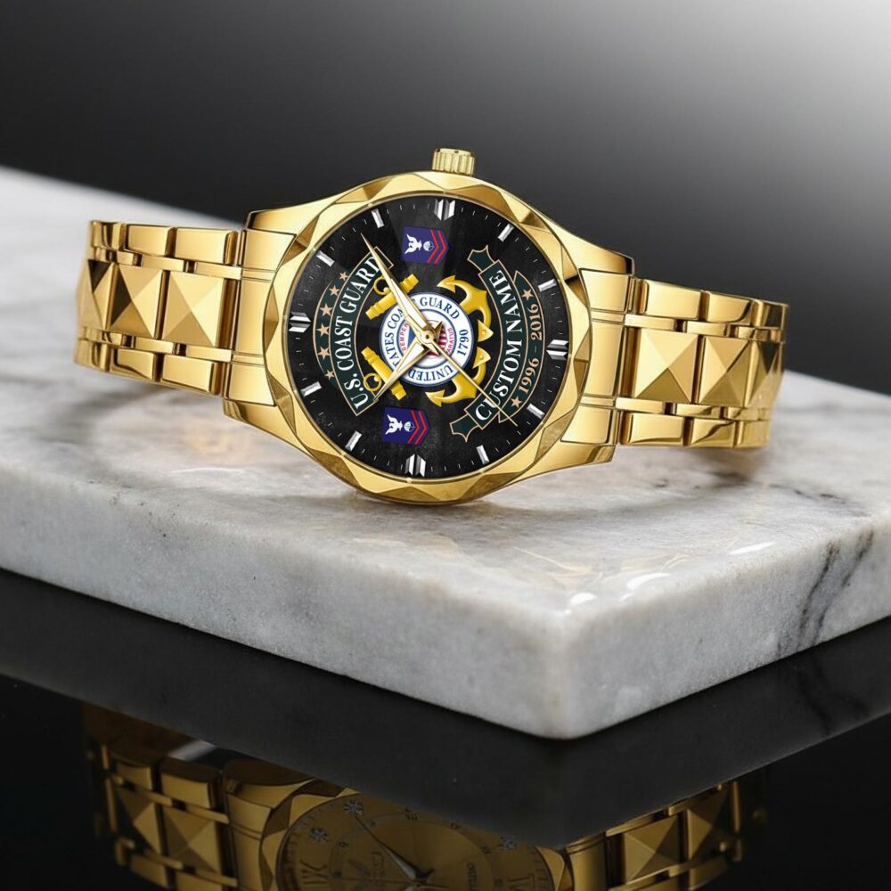 US Coast Guard, Served With Pride - Diamond-Cut Bezel Watch - Image 2