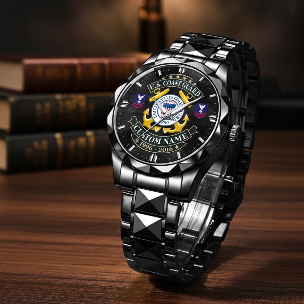 US Coast Guard, Served With Pride - Diamond-Cut Bezel Watch - Image 3