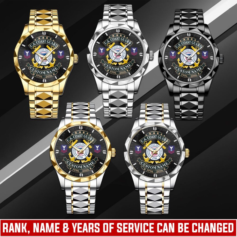 US Coast Guard, Served With Pride - Diamond-Cut Bezel Watch