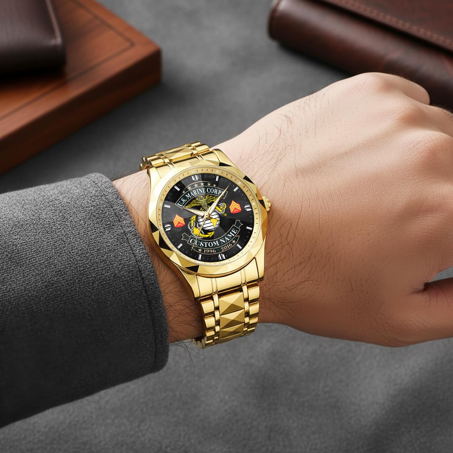 US Marine Corps, O 2 Marines First Lieutenant - Diamond-Cut Bezel Watch - Image 5