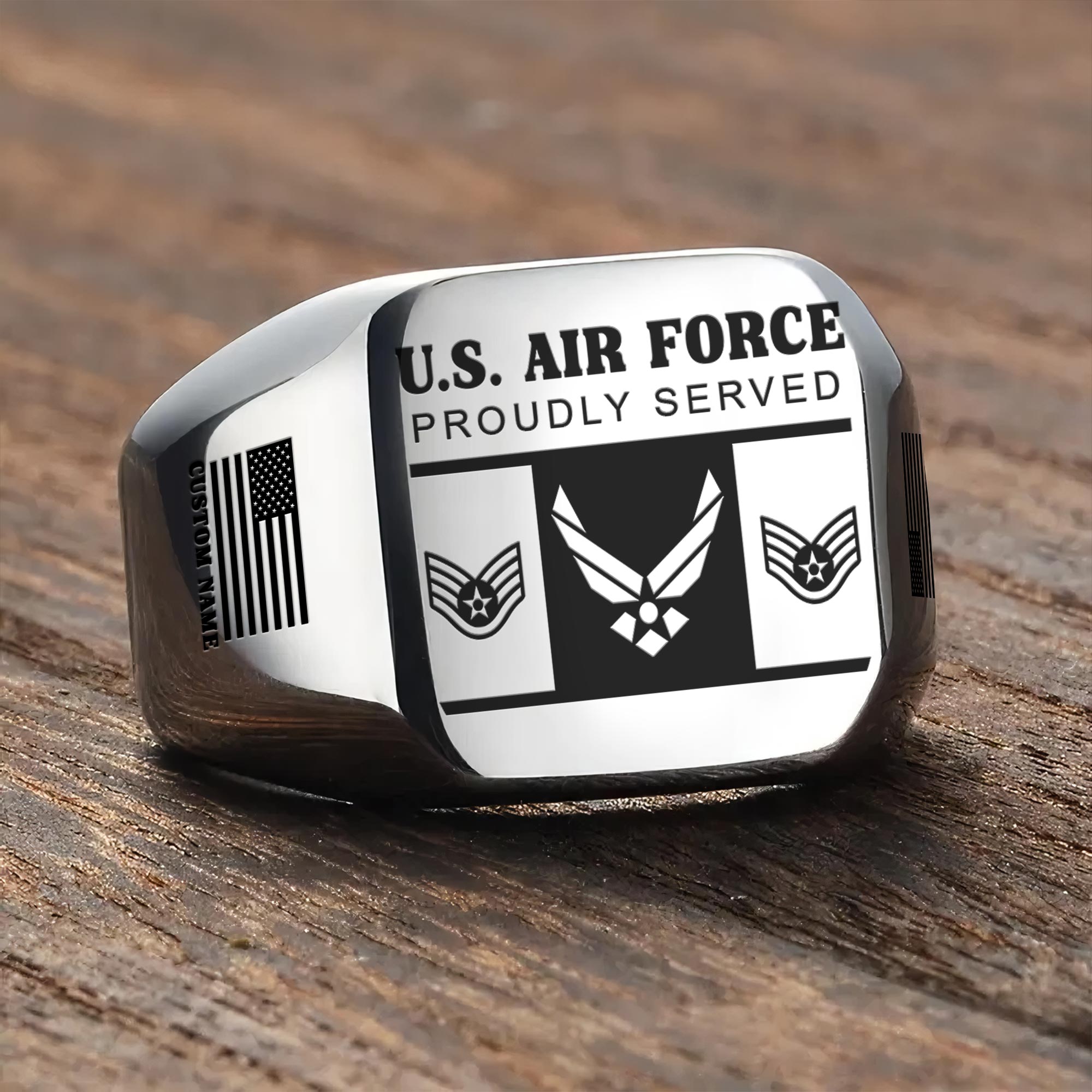 US Air Force , Proud To Have Served - Engraved Men's Ring - Image 3