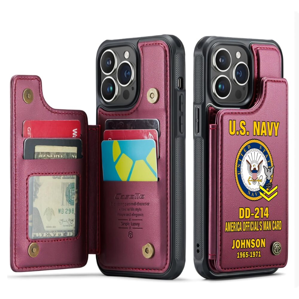 US Navy, E 8 Gold - Leather Flip Phone Case - Image 4