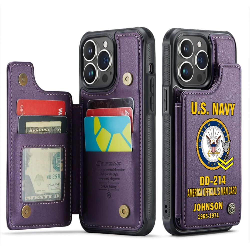US Navy, E 8 Gold - Leather Flip Phone Case - Image 6