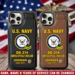 US Navy, E 8 Gold - Leather Flip Phone Case
