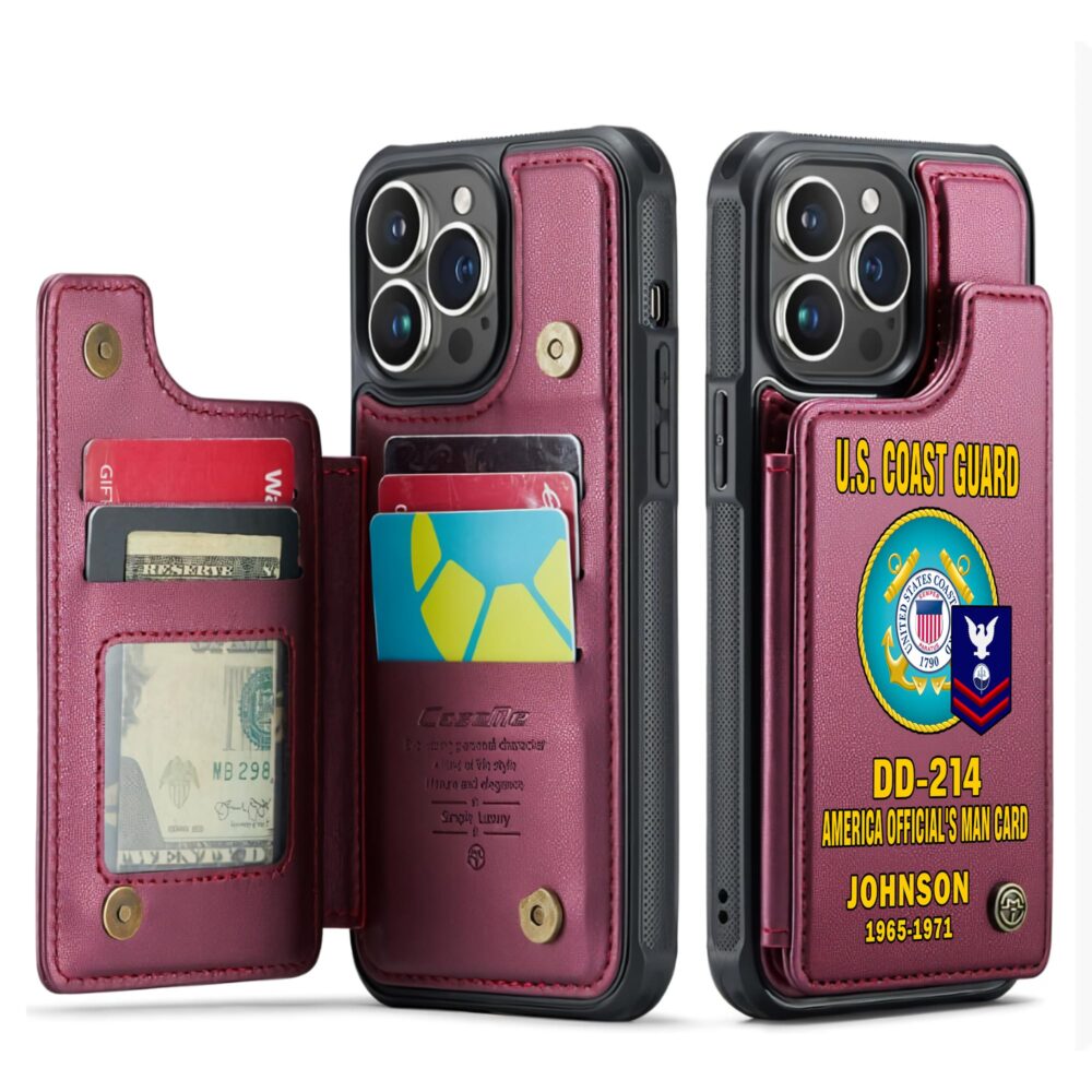US Coast Guard, E 3 Red - Leather Flip Phone Case - Image 4
