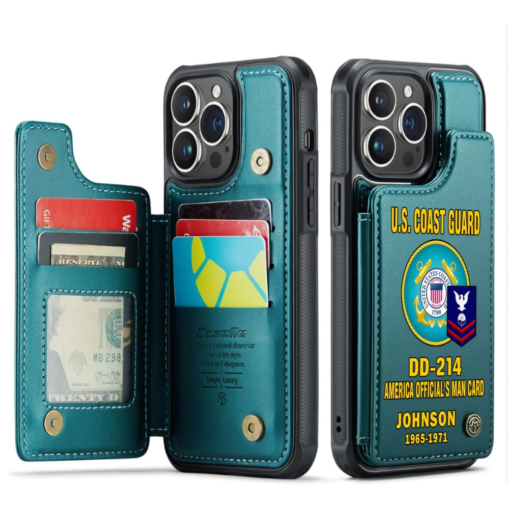 US Coast Guard, E 3 Red - Leather Flip Phone Case - Image 5