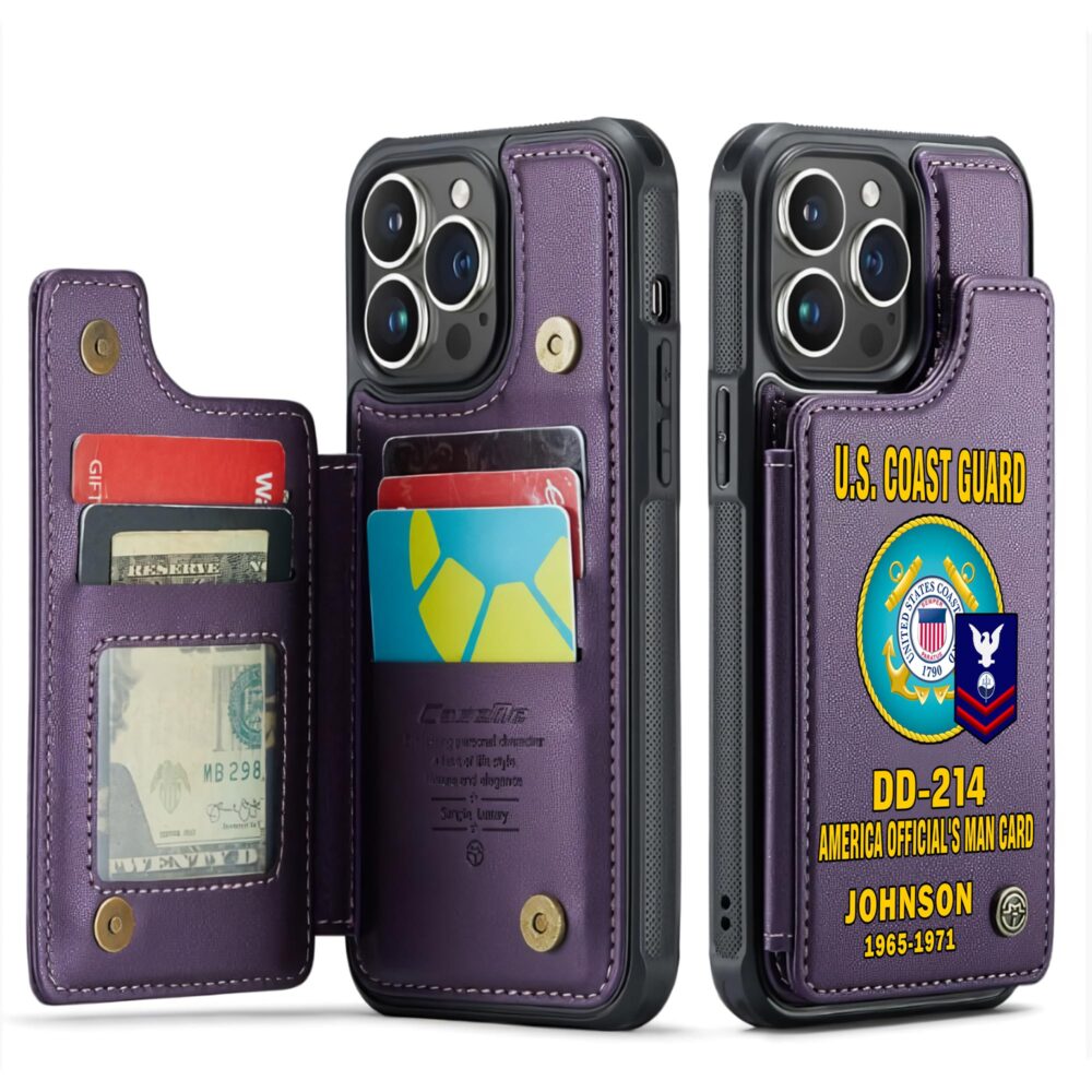 US Coast Guard, E 3 Red - Leather Flip Phone Case - Image 6