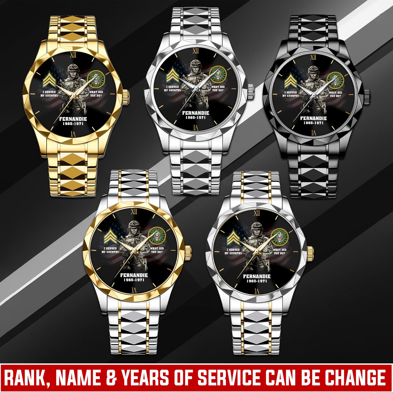 US Army, Be All You Can Be - Diamond-Cut Bezel Watch