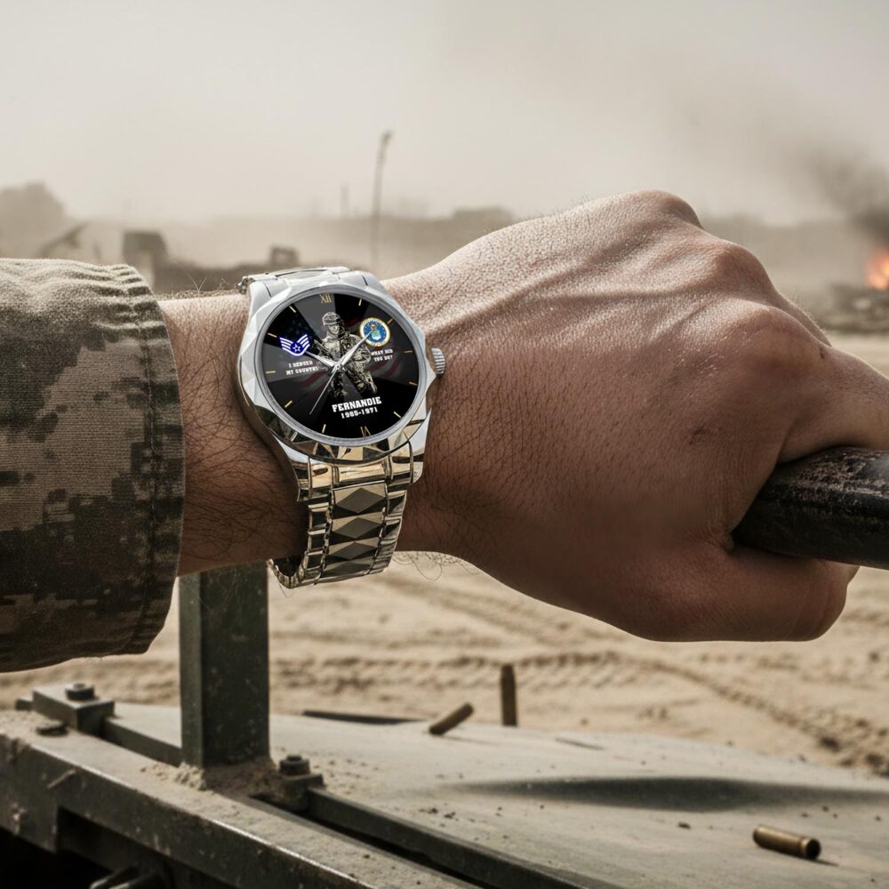 US Air Force, E 8 Air Force First Sergeant - Diamond-Cut Bezel Watch - Image 4