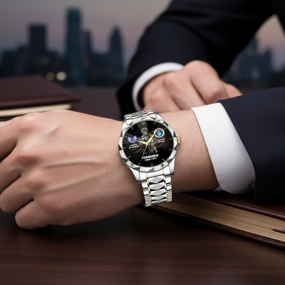 US Air Force, E 8 Air Force First Sergeant - Diamond-Cut Bezel Watch - Image 6