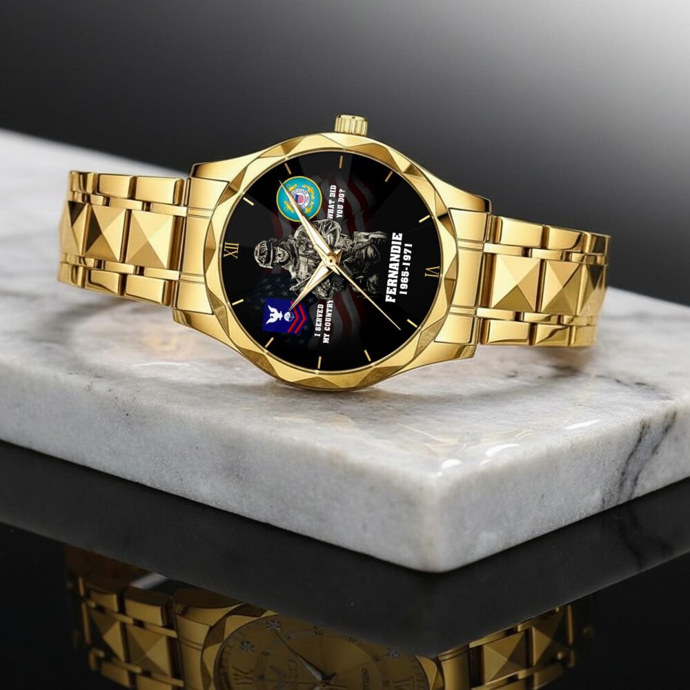 US Coast Guard, All Gave Some, Some Gave All - Diamond-Cut Bezel Watch - Image 2