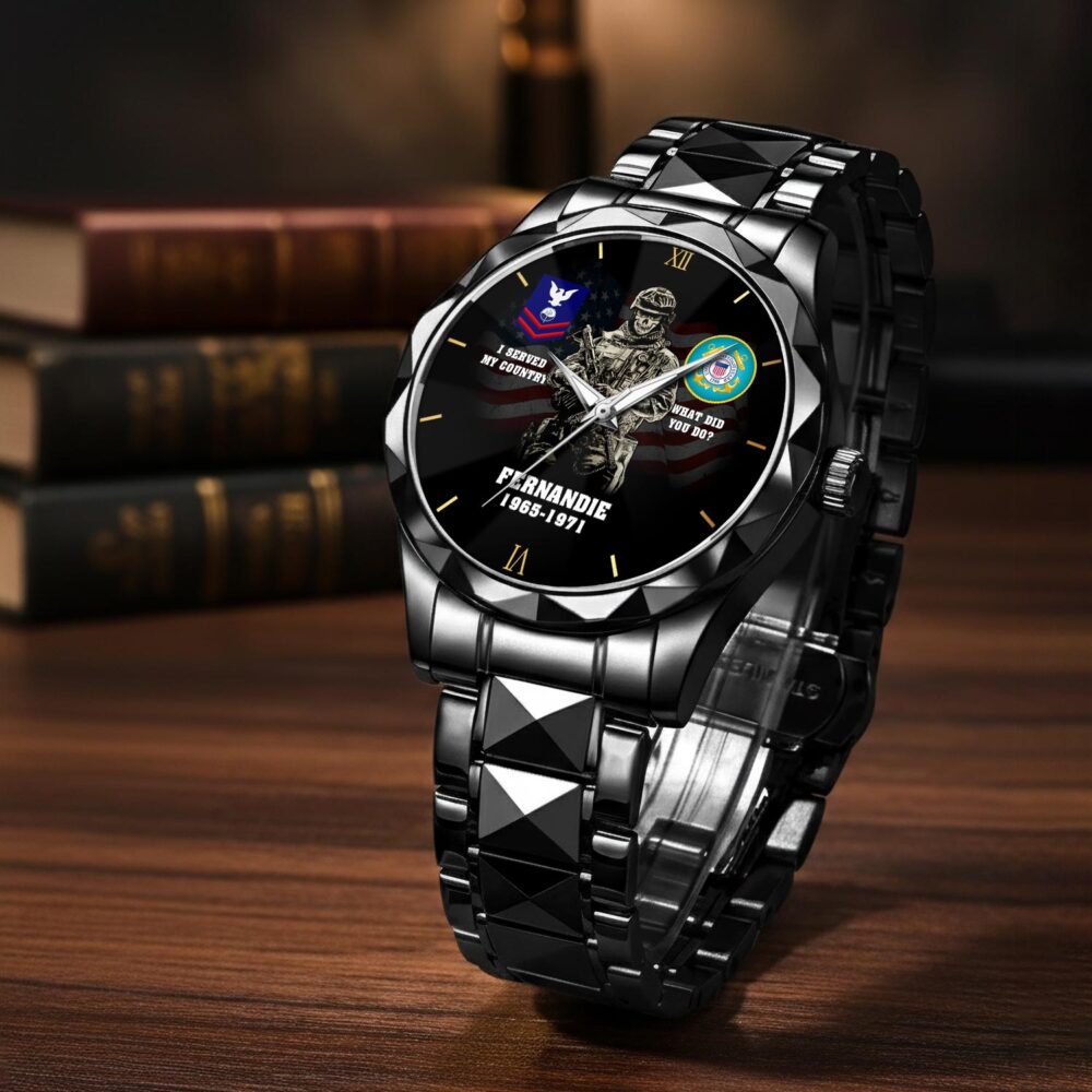 US Coast Guard, All Gave Some, Some Gave All - Diamond-Cut Bezel Watch - Image 3