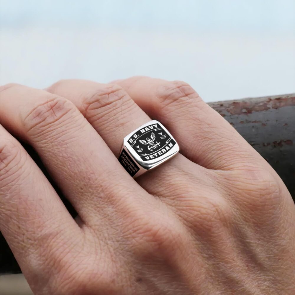 US Navy, E 9 Gold - Engraved Men's Ring - Image 6
