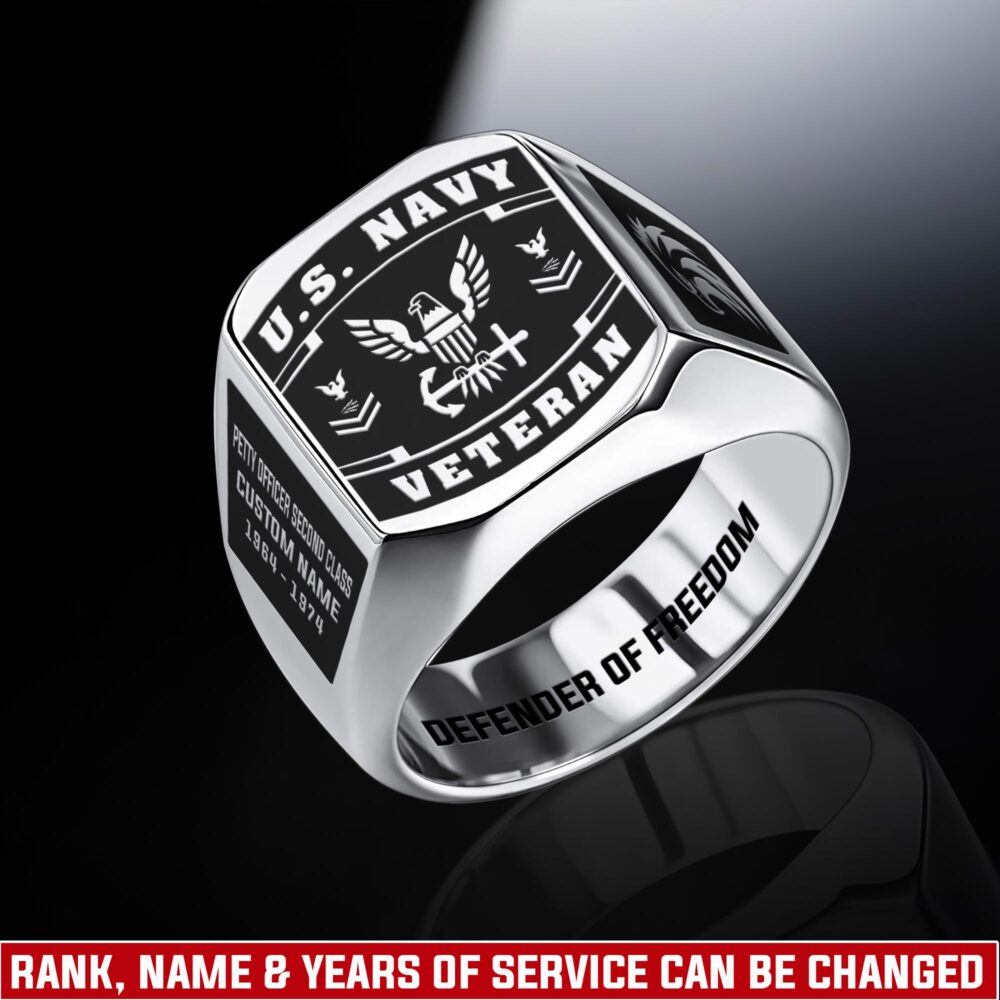 US Navy, E 9 Gold - Engraved Men's Ring