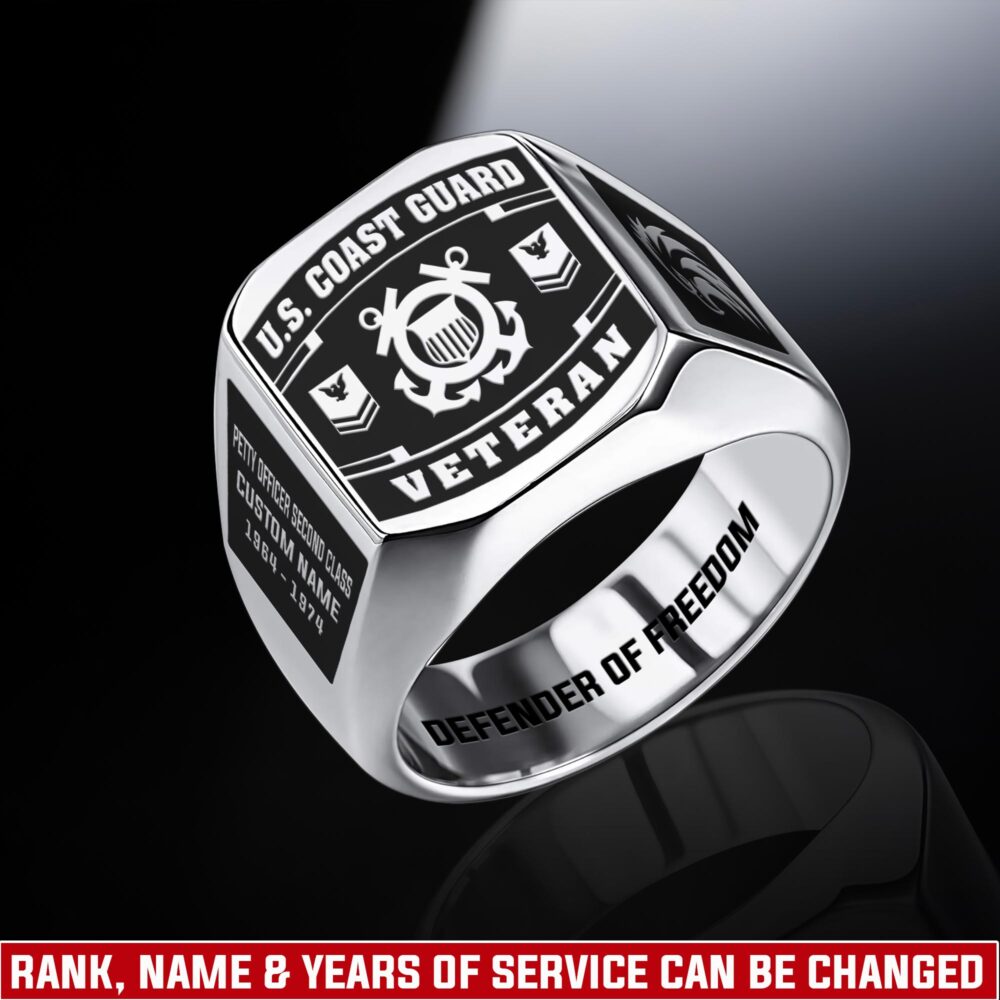 US Coast Guard, Once A Coastie, Always A Coastie - Engraved Men's Ring