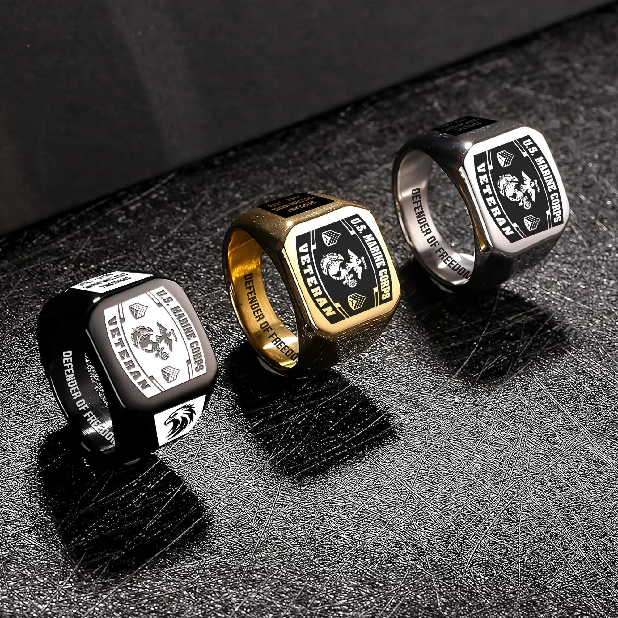 US Marine Corps, E 3 Marines Lance Corporal - Engraved Men's Ring - Image 7