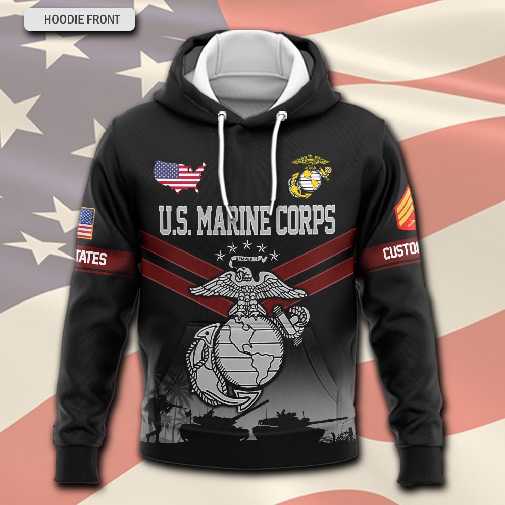 US Marine Corps, Never Retreat, Never Surrender - Hoodie - Image 2