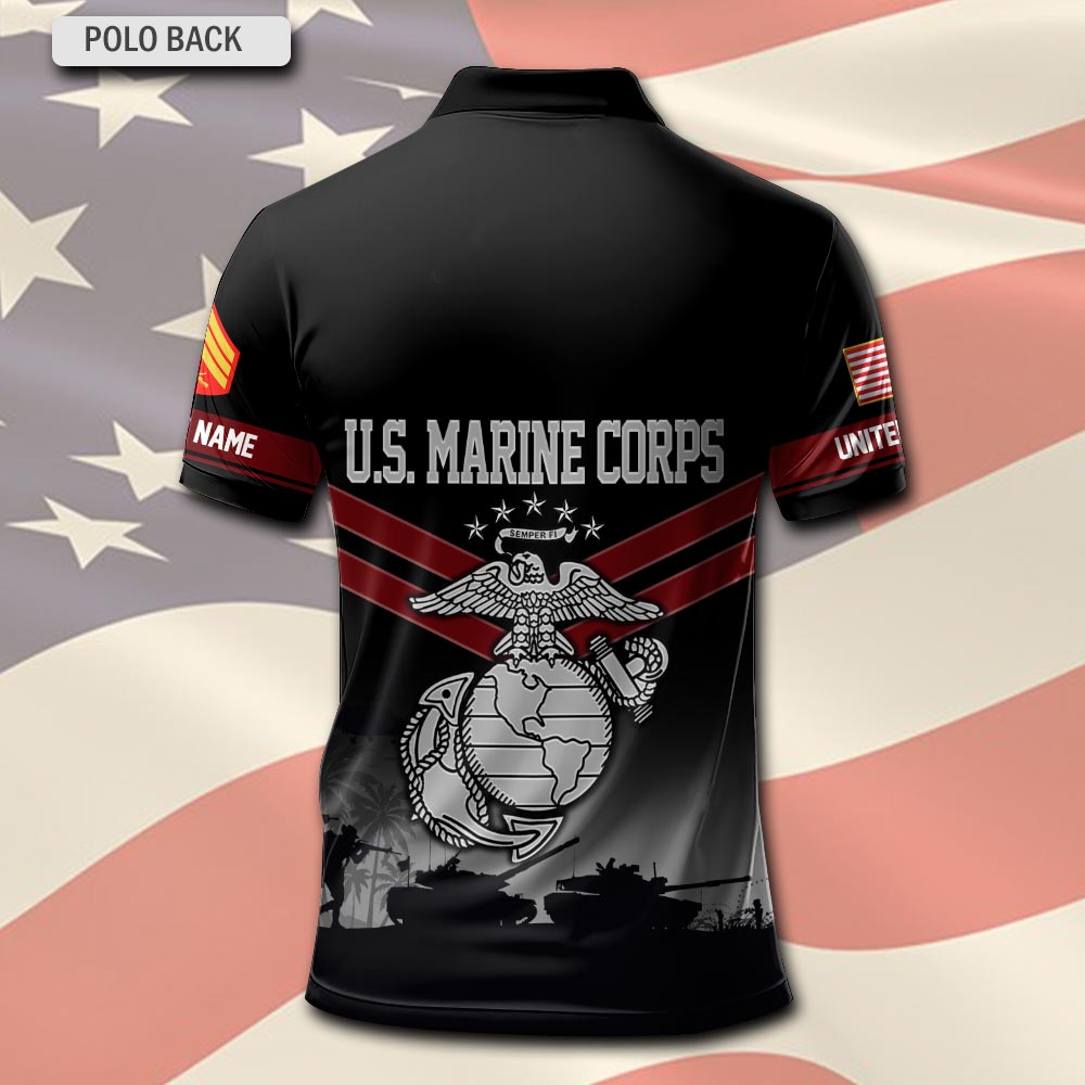 US Marine Corps, The Devil Dogs - Polo Shirt - Image 3