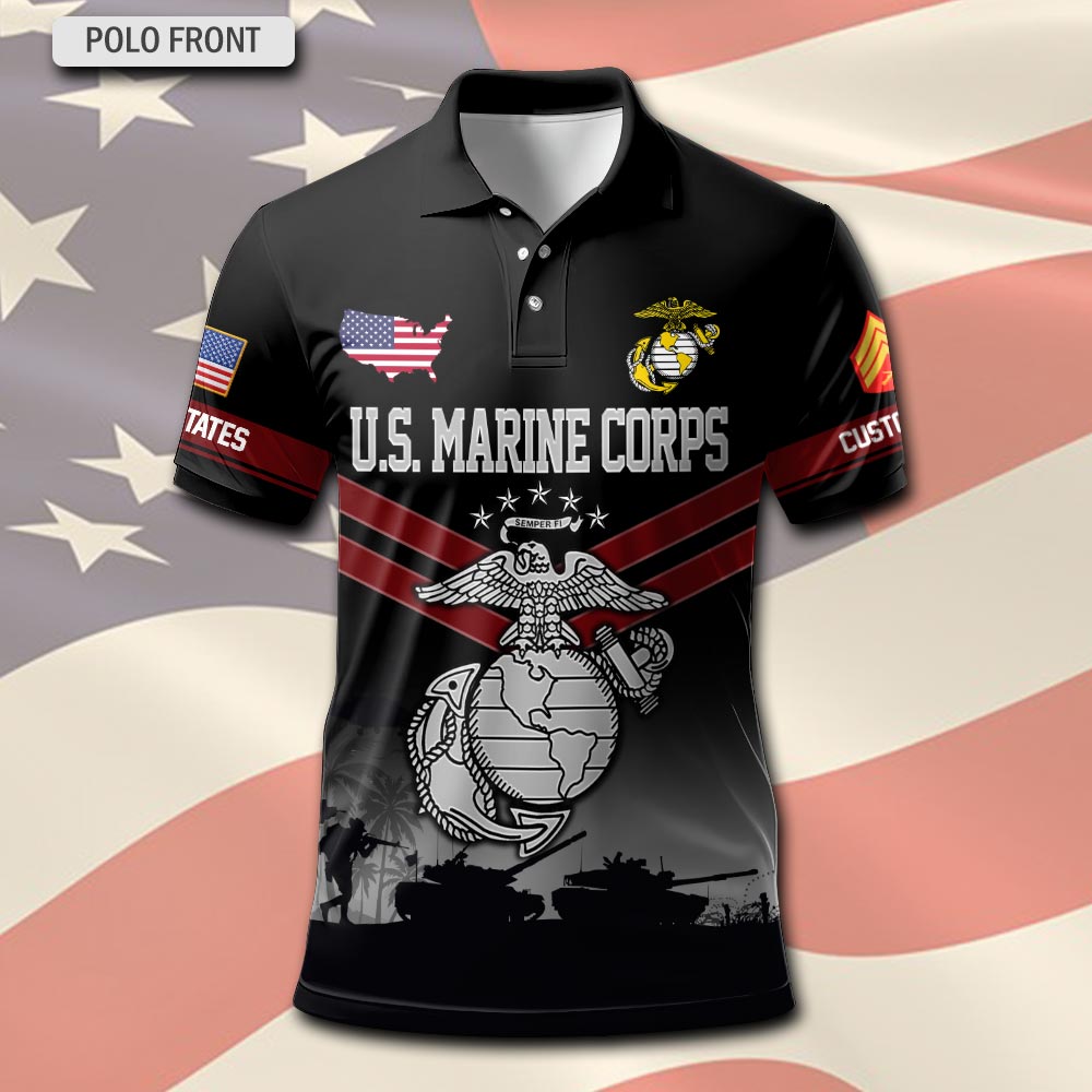 US Marine Corps, The Devil Dogs - Polo Shirt - Image 2