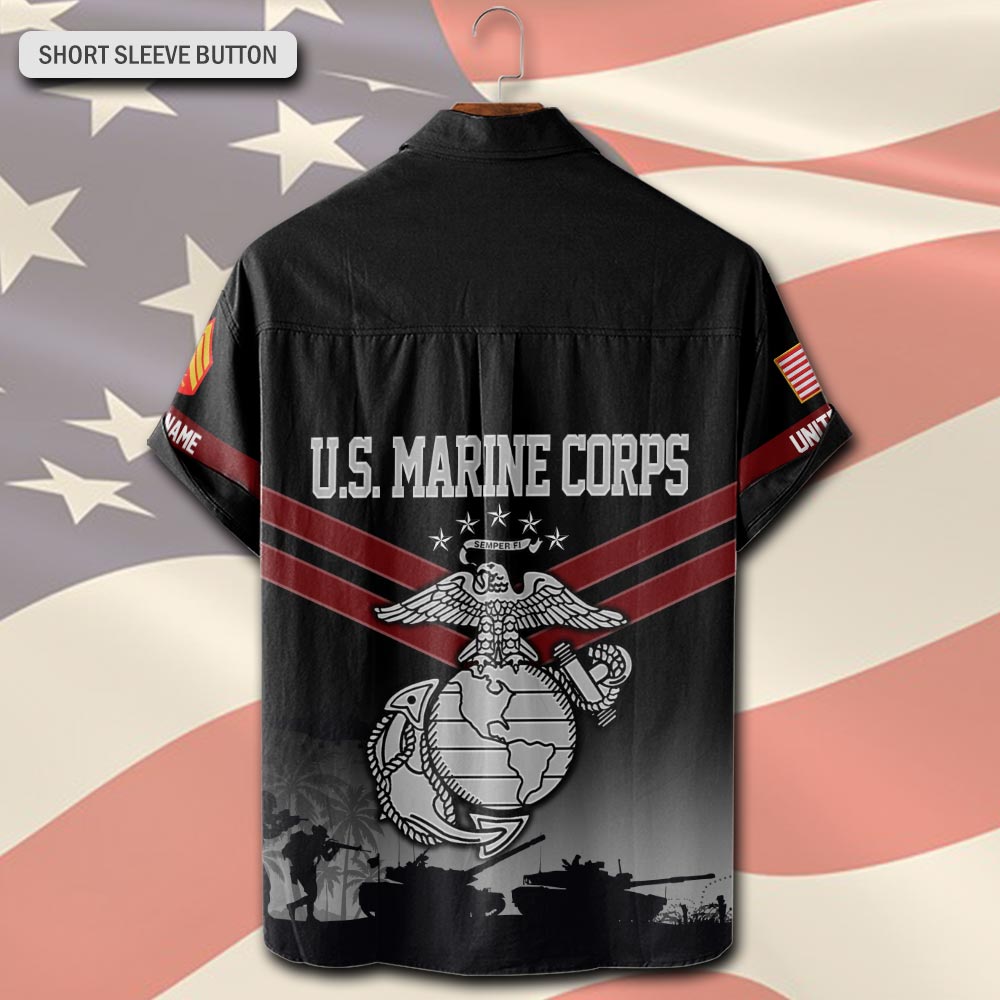 US Marine Corps, Duty, Honor, Country - Short Sleeve Button Shirt - Image 3