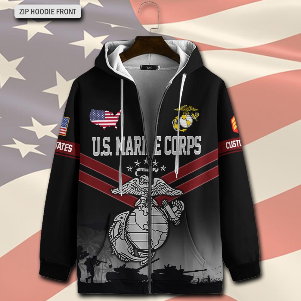 US Marine Corps, Honoring All Who Served - Zip Hoodie - Image 2