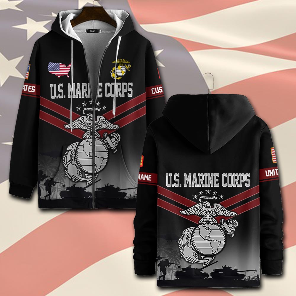 US Marine Corps, Honoring All Who Served - Zip Hoodie