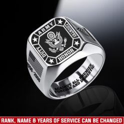 US Army, E 3 Army Private First Class - Engraved Men's Ring