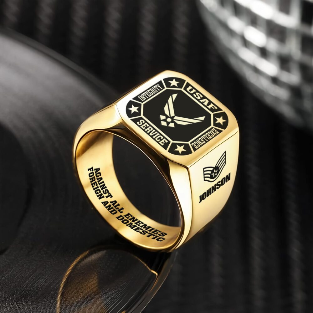 US Air Force , E 9 Air Force Command Chief Master Sergeant - Engraved Men's Ring - Image 2
