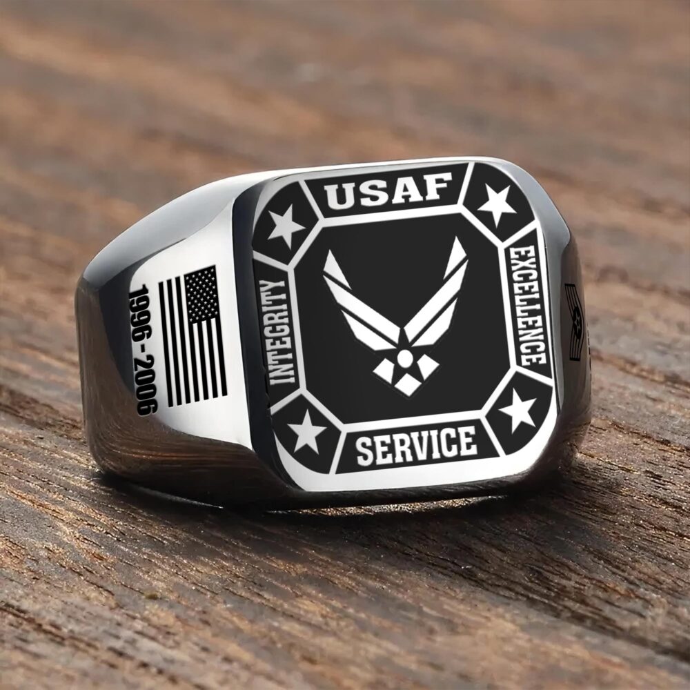 US Air Force , E 9 Air Force Command Chief Master Sergeant - Engraved Men's Ring - Image 3