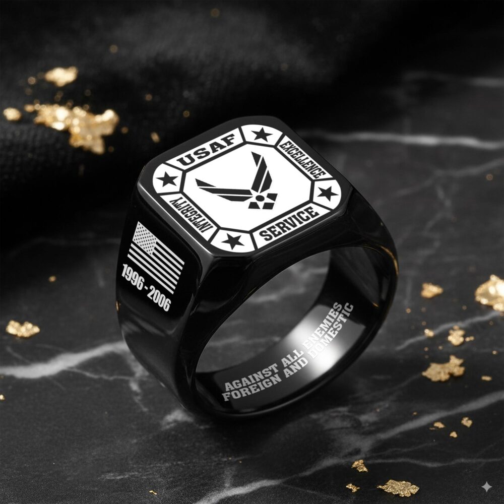 US Air Force , E 9 Air Force Command Chief Master Sergeant - Engraved Men's Ring - Image 8