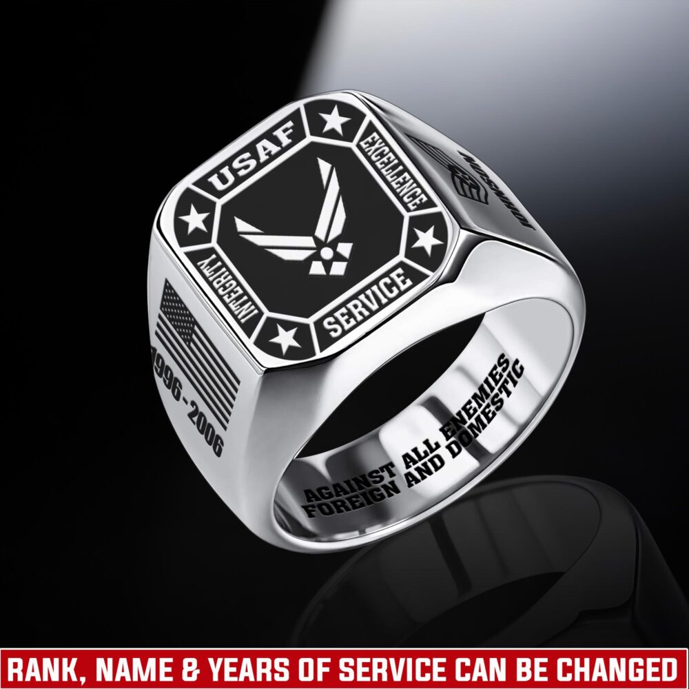 US Air Force , E 9 Air Force Command Chief Master Sergeant - Engraved Men's Ring