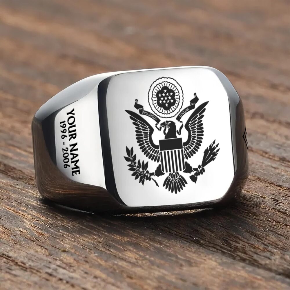 US Army, Honor, Duty, Service - Engraved Men's Ring - Image 3
