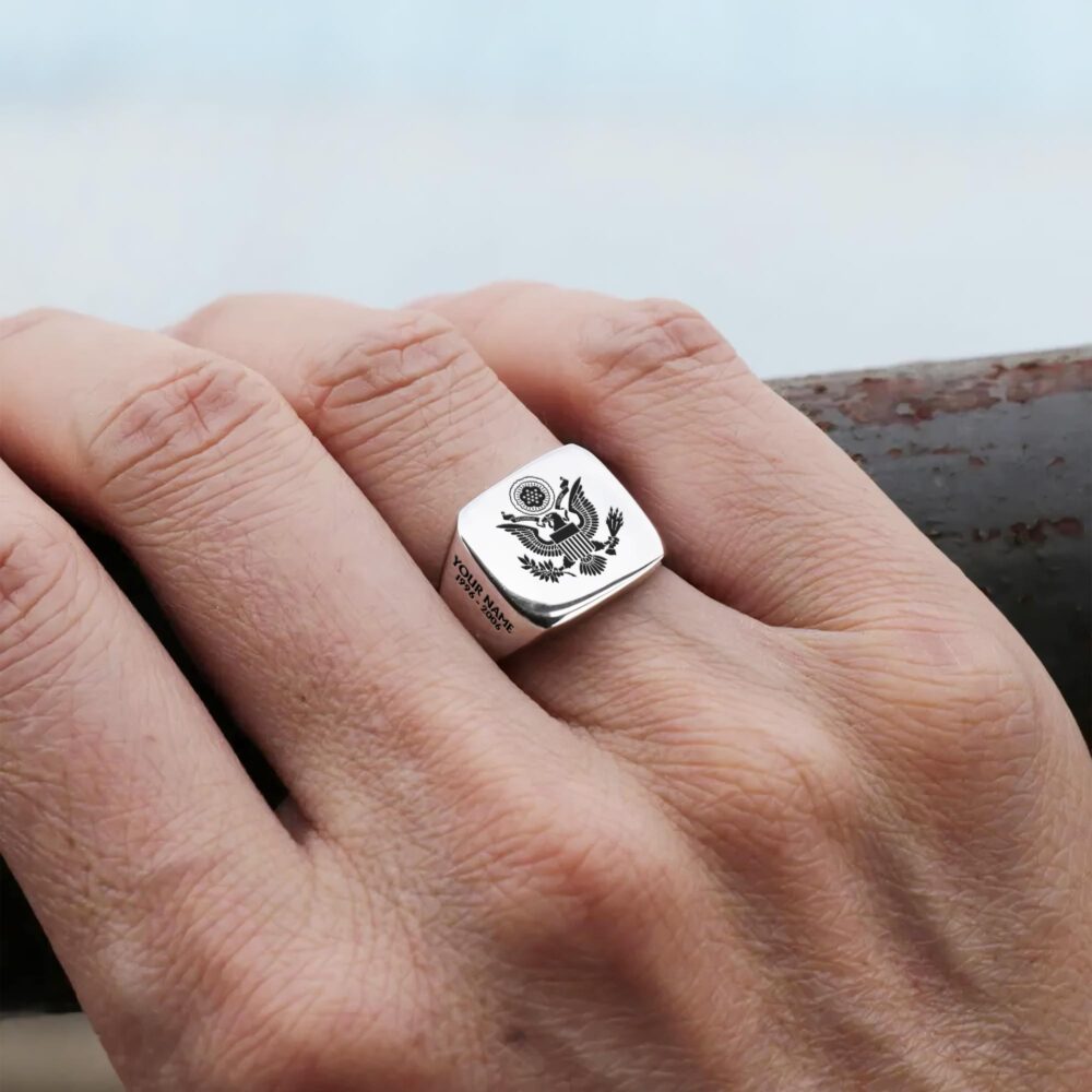 US Army, Honor, Duty, Service - Engraved Men's Ring - Image 6