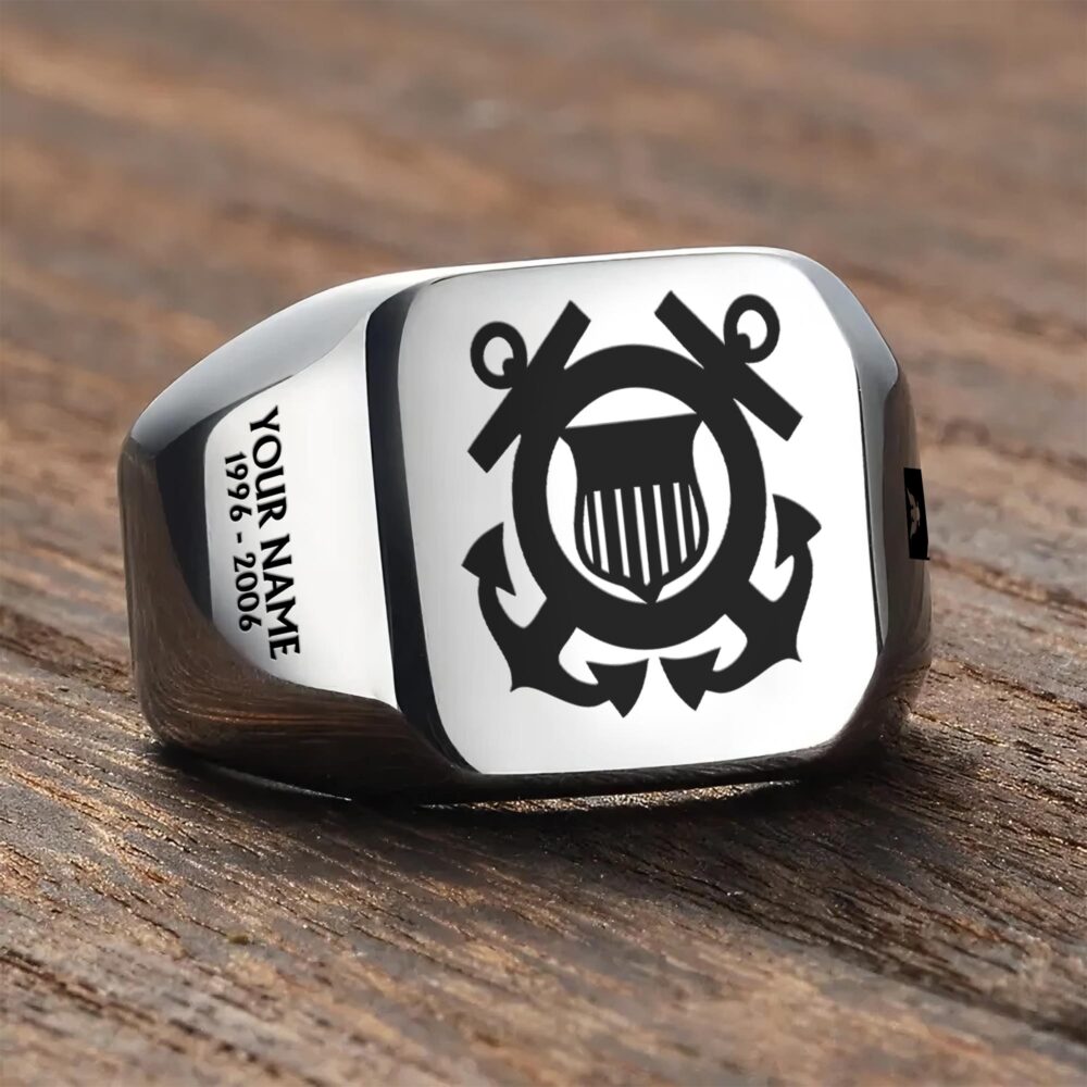 US Coast Guard, Born Ready - Engraved Men's Ring - Image 3