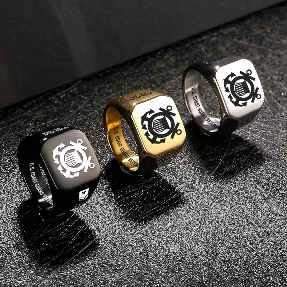 US Coast Guard, Born Ready - Engraved Men's Ring - Image 7