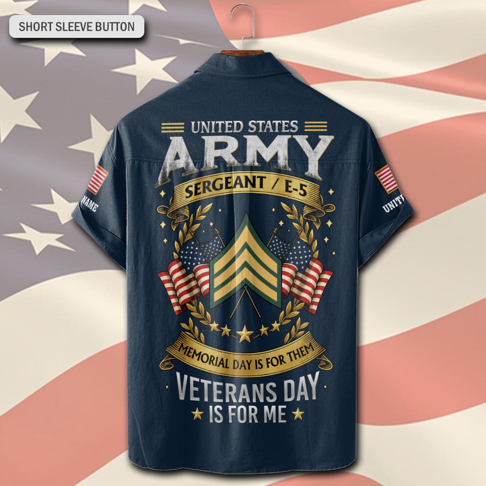 US Army, Duty, Honor, Country - Short Sleeve Button Shirt - Image 3