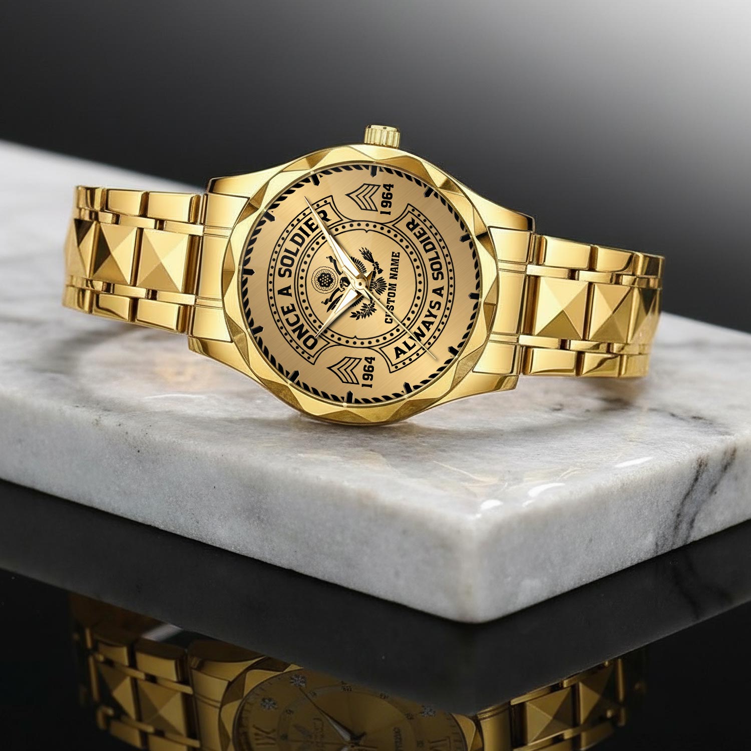 US Army, O 5 Army Lieutenant Colonel - Diamond-Cut Bezel Watch - Image 2