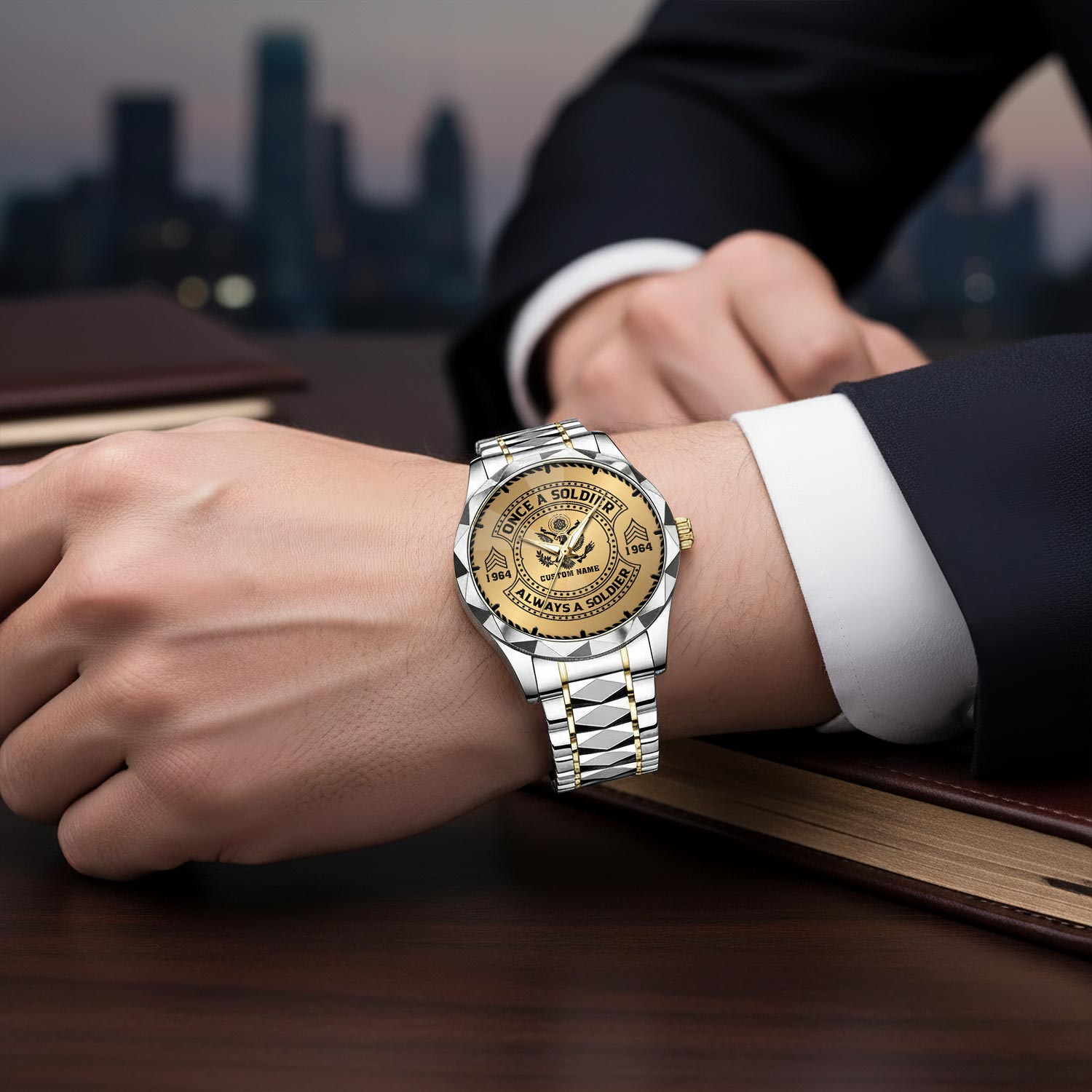 US Army, O 5 Army Lieutenant Colonel - Diamond-Cut Bezel Watch - Image 6